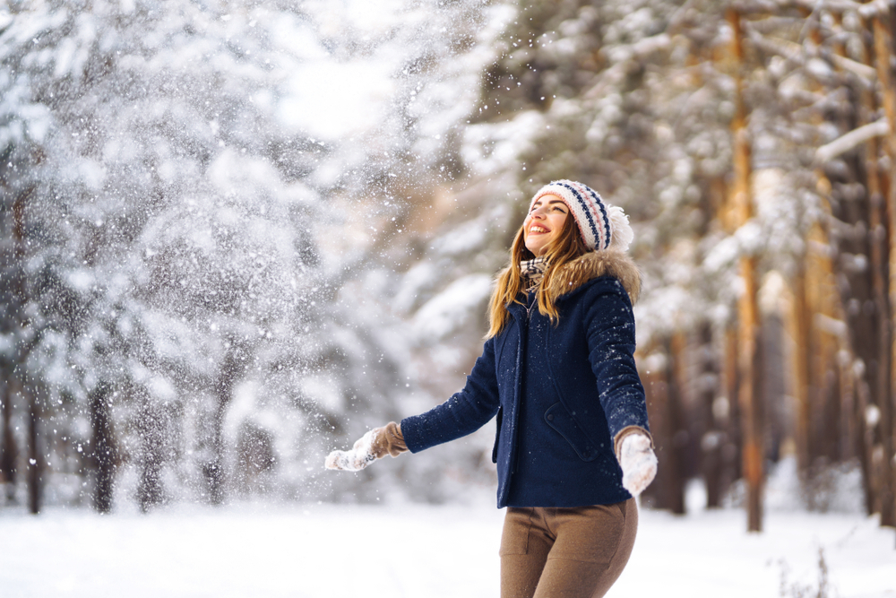 Woman feeling happy with no seasonal affective disorder and healthy pineal gland