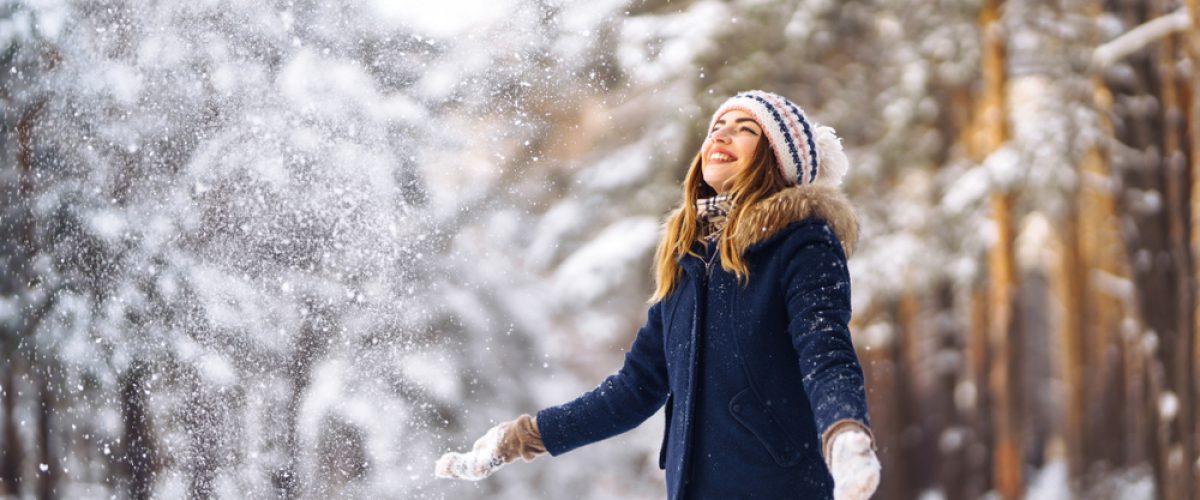 Woman feeling happy with no seasonal affective disorder and healthy pineal gland